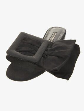 Manolo Blahnik Satin Buckle Slides